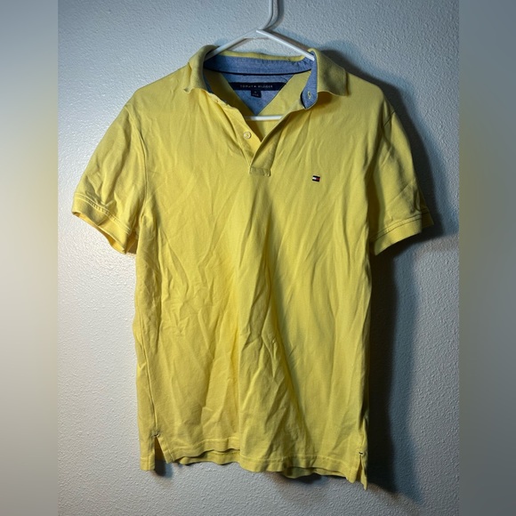 Pastel yellow Tommy hilfigher men polo shirt size medium - Picture 6 of 13